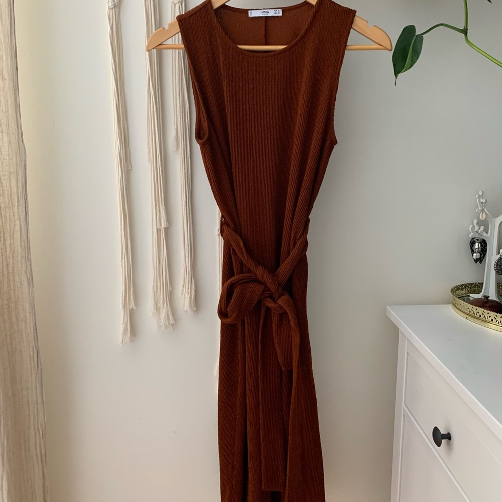 Mango midi rust dress